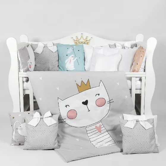 Lenjerie de pătuț PM Premium Zoo (8 piese), 120x60 cm