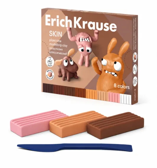 Plastilina ErichKrause Jolly Friends Skin 8 culori , 144 g