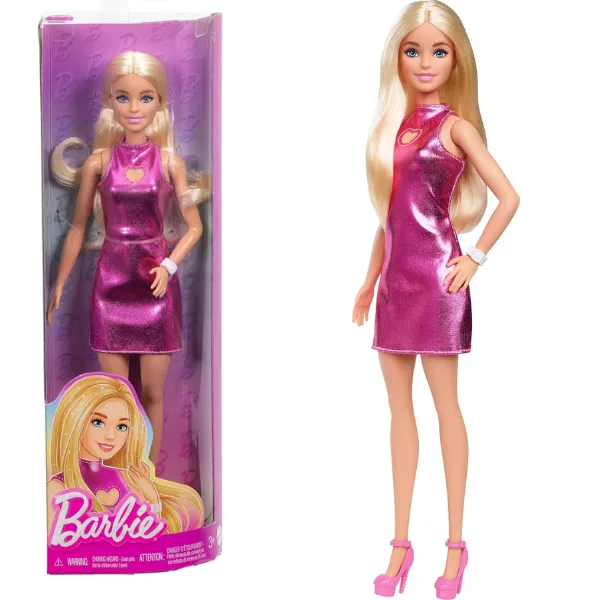 Păpușa Barbie „Fashionista în rochie mini rozi”