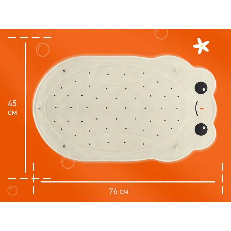 Covoras de baie din cauciuc anti-alunecare Roxy Kids 76×45 cm „Frog”, Alb (BM-4576-FR-W) Covoras de baie din cauciuc anti-alunecare Roxy Kids 76×45 cm „Frog”, Alb (BM-4576-FR-W)