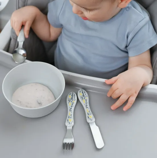 Set de tacâmuri Akuku Stainless Steel Grey&Yellow Set de tacâmuri Akuku Stainless Steel Grey&Yellow