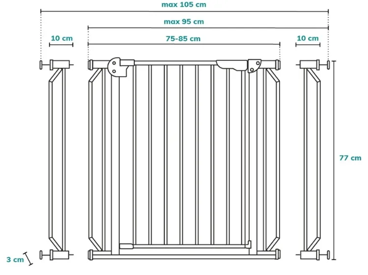 Poartă de siguranță Lionelo Truus Slim Black Onyx, 75-105 cm Poartă de siguranță Lionelo Truus Slim Black Onyx, 75-105 cm
