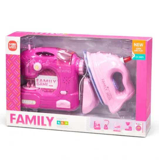 Set de joacă „Fier de călcat + mașină de cusut” cu abur, roz, cod 952007