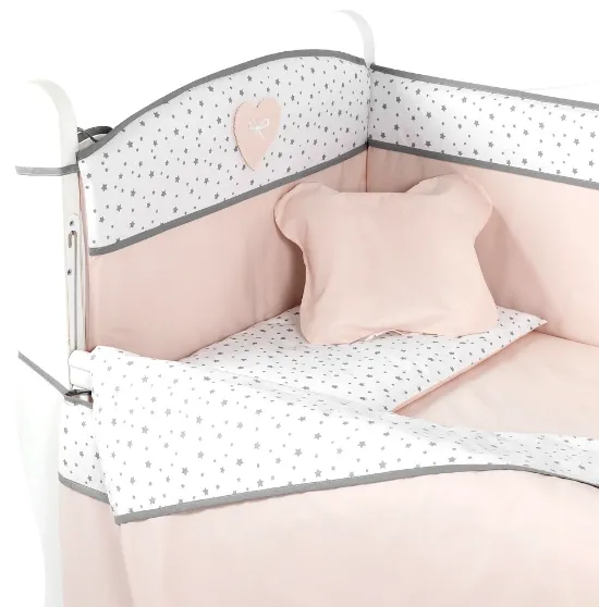 Lenjerie de patut PernaMea Confort Stele Roz (8 piese), 120x60 cm Lenjerie de patut PernaMea Confort Stele Roz (8 piese), 120x60 cm