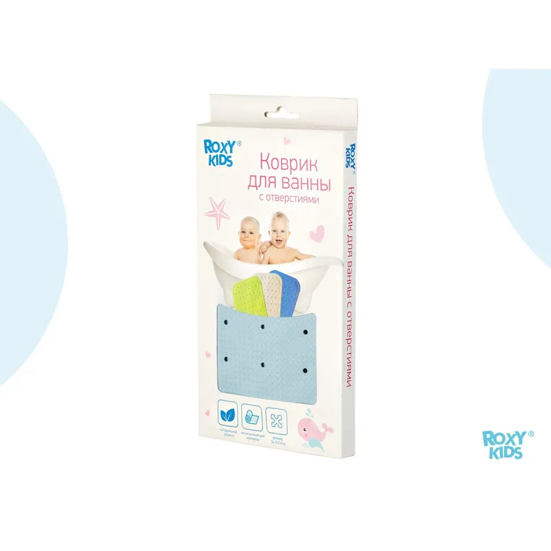 Covor de baie din cauciuc anti-alunecare Roxy Kids 34.5x76 cm (cu gauri), Albastru (BM-34576-B) Covor de baie din cauciuc anti-alunecare Roxy Kids 34.5x76 cm (cu gauri), Albastru (BM-34576-B)