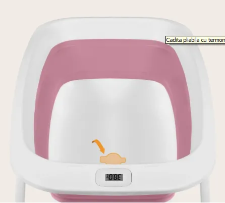 Cadita pliabila cu termometru Lionelo BabyBubble Pink Magnolia, 85 cm Cadita pliabila cu termometru Lionelo BabyBubble Pink Magnolia, 85 cm