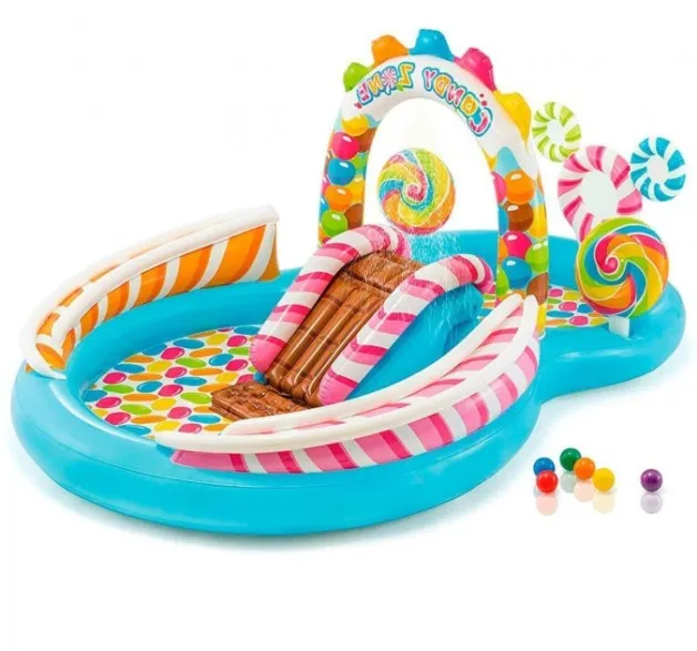 Centru de joacă gonflabil „Dulciuri” cu bile, tobogan și fântână (259x191x130 cm) Art. 57149