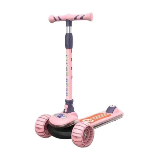 Trotinetă pentru copii cu 3 roți luminoase, platformă cu muzică și lumini, roz, RTM Scooter (58248)