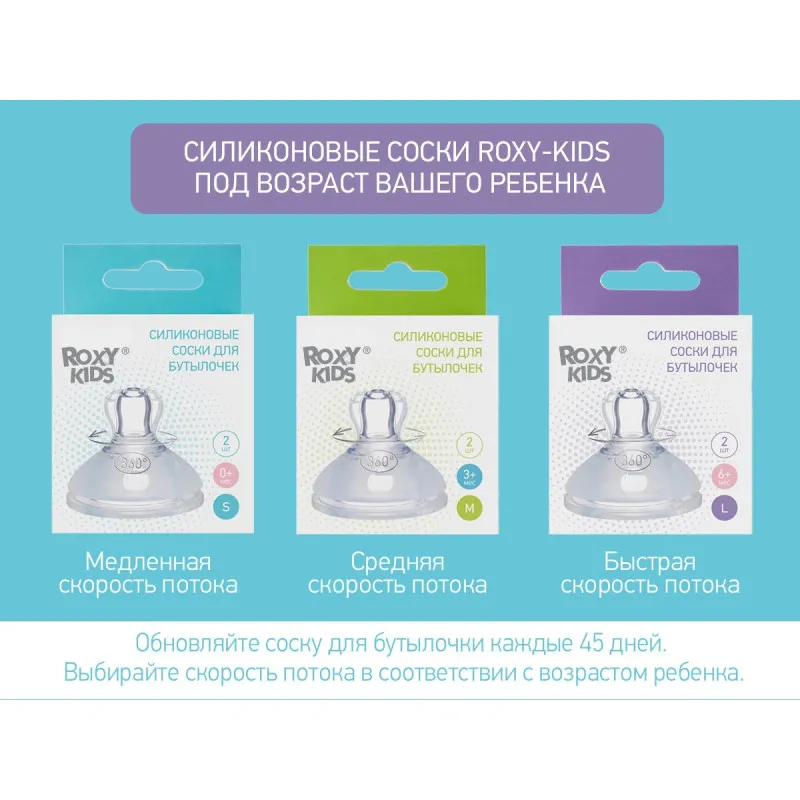 Tetine din silicon Roxy Kids cu flux rapid 6+, (2 buc.) (RBTL-003-L) Tetine din silicon Roxy Kids cu flux rapid 6+, (2 buc.) (RBTL-003-L)