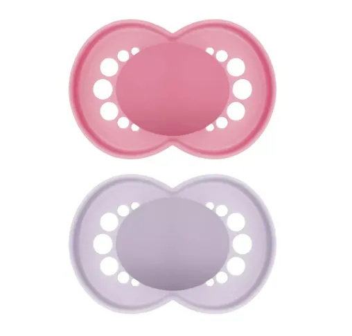Пустышка ортодонтическая силиконовая MAM Original Mat Girl (6+ мес), 2 шт.
