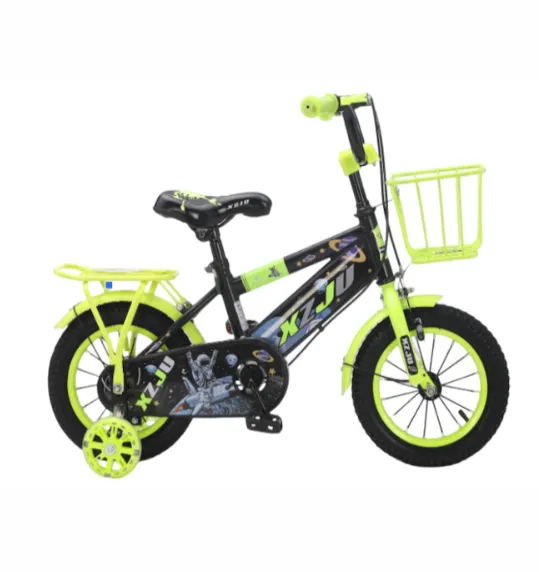 Bicicletă pentru copii cu 4 roți, 14 inch, galbenă, cod 2307D