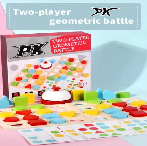 Joc de tabla din lemn Geometric Battle pentru doi jucatori S12E005