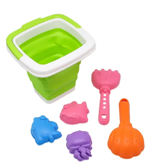 Set de nisip cu găleată pliabilă, verde, cod 851043