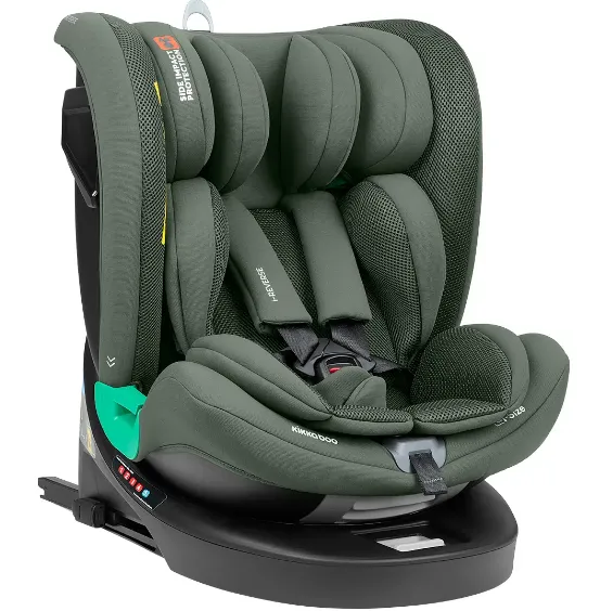 Scaun auto 40-150 cm (i-Size) Isofix KikkaBoo i-Reverse Army Green, rotativ 360