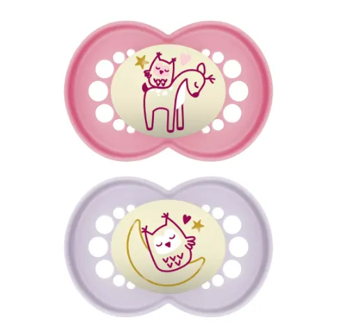 Пустышка ортодонтическая силиконовая MAM Original Night Planet Love Girl (16+ мес), 2 шт.