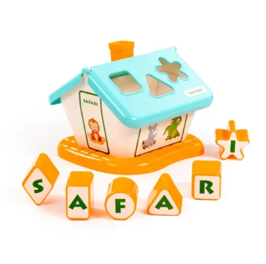 Căsuță educativă Safari cu sorter, turcoaz, Polesie