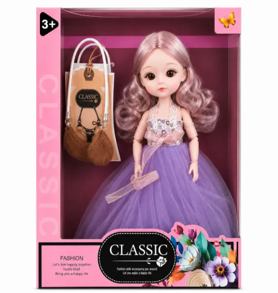 Păpușă 29 cm cu geantă, violet, DS2601B1-3, cod 10229b