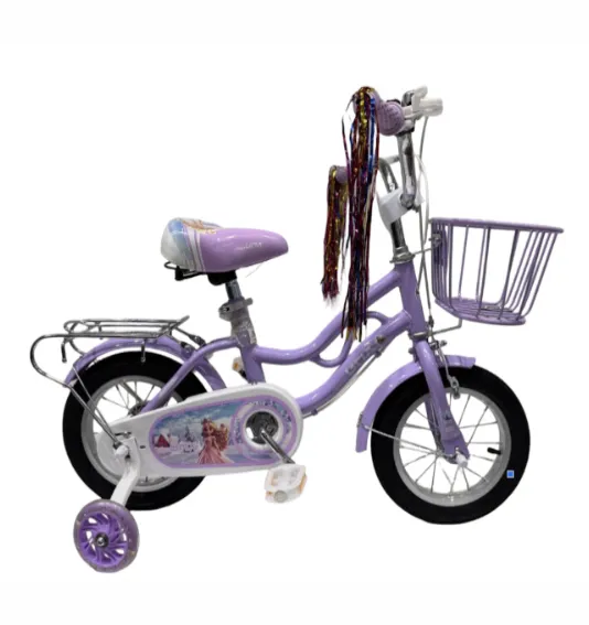 Bicicletă pentru copii cu 4 roți, 12 inch, violet, cod 2290D