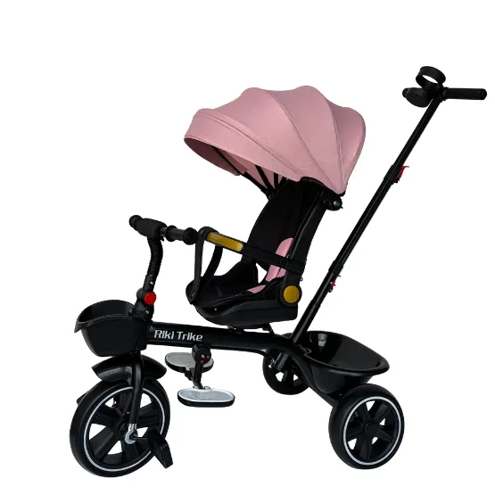 Tricicletă pentru copii cu scaun rotativ 360°, roz (95643)
