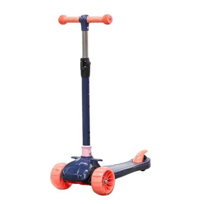 Детский самокат со светящимися колёсами, синий