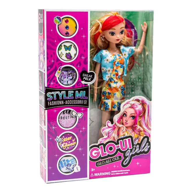 Papusa blonda cu suvite roz 25 cm 