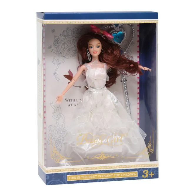 Păpușă în rochie de seară 28 cm, albă, cod 822151