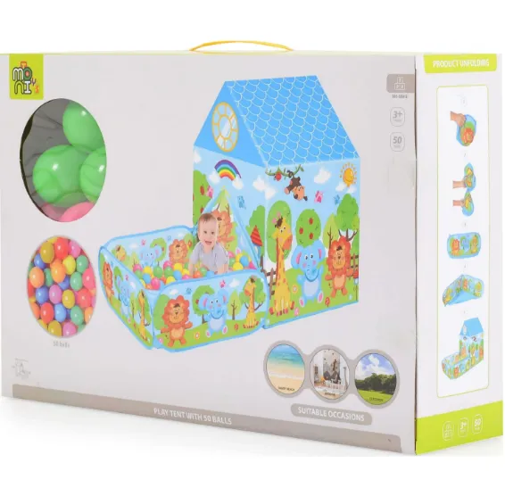 Cort pentru copii Moni Zoo 2 in 1 cu 50 bile Blue Cort pentru copii Moni Zoo 2 in 1 cu 50 bile Blue