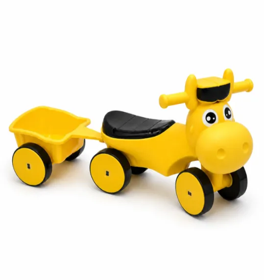 Ride-on „Tăuraș” cu 4 roți, cu remorcă, lumini și sunet, galben, cod 10191b