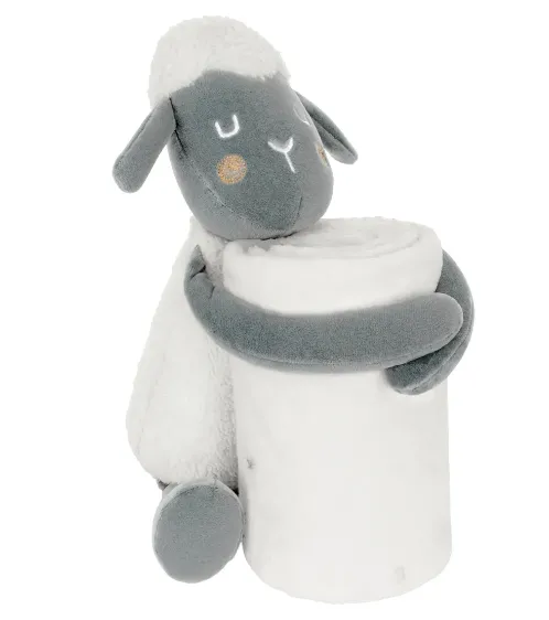 Păturică cu jucărie Kikkaboo Sleepy Sheep White, 70x100 cm