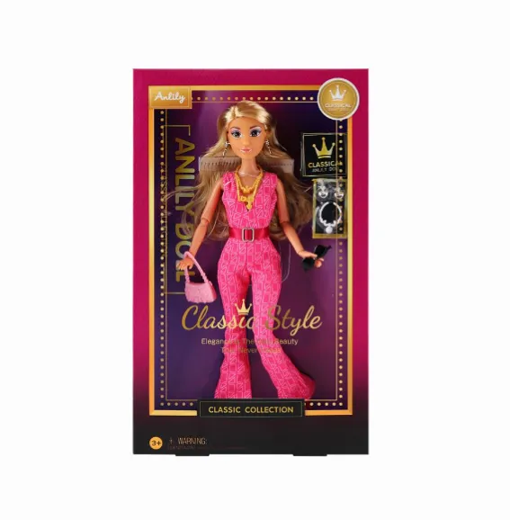 Papusa 30 cm în costum roz, 616551