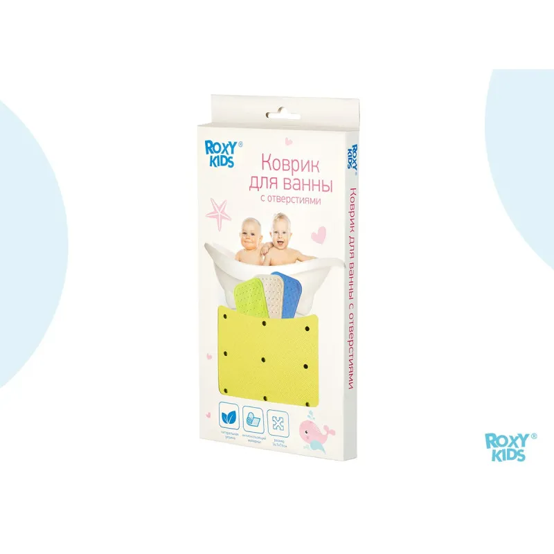 Covor de baie din cauciuc anti-alunecare Roxy Kids 34.5x76 cm (cu gauri), Verde deschis (BM-34576-G) Covor de baie din cauciuc anti-alunecare Roxy Kids 34.5x76 cm (cu gauri), Verde deschis (BM-34576-G)