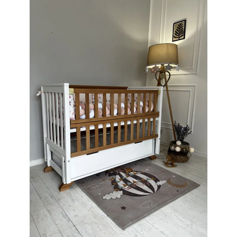 Pătuţ Goydalka ALEX PREMIUM LONGITUDINAL (1B25-12) Alb+Nucă