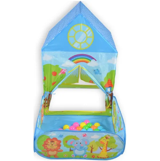 Cort pentru copii Moni Zoo 2 in 1 cu 50 bile Blue Cort pentru copii Moni Zoo 2 in 1 cu 50 bile Blue