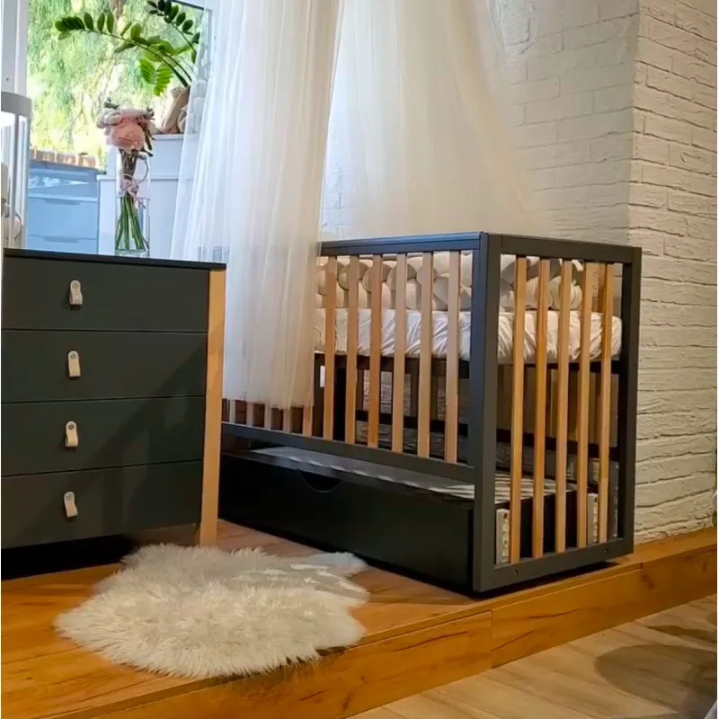 Pătuţ Eucalyptus Mia Elite Premium Transversal (DS-E406) Grafit+Natural