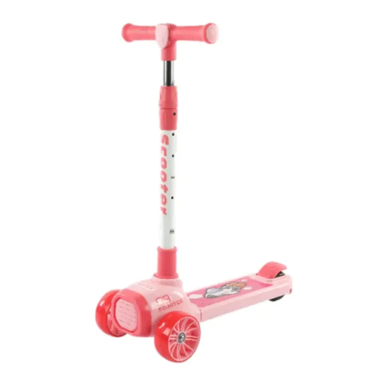 Trotinetă pentru copii cu 3 roți luminoase, platformă cu lumini și muzică, roz, RTM Scooter (87729)