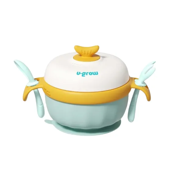 Bol termic U-Grow cu linguriță și furculiță, albastru Bol termic U-Grow cu linguriță și furculiță, albastru