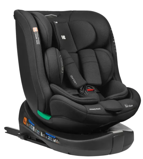 Scaun auto 40-150 cm (i-Size) Isofix KikkaBoo i-Round Black, rotativ 360