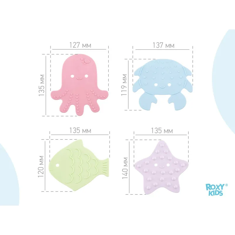 Set de mini-covorase anti-alunicare Roxy Kids „Sea Animals”, 12 buc. (RBM-012-SA) Soft colors Set de mini-covorase anti-alunicare Roxy Kids „Sea Animals”, 12 buc. (RBM-012-SA) Soft colors