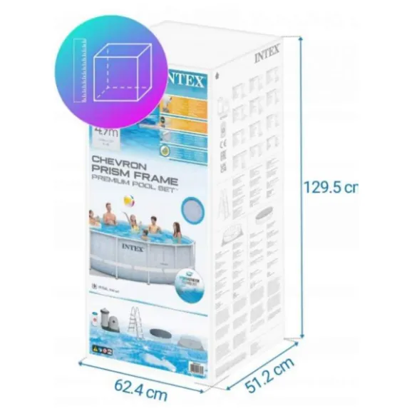 INTEX, CHEVRON PRISM FRAME PREMIUM POOL 488 x122 cm, 19156 L, cadru metalic INTEX, CHEVRON PRISM FRAME PREMIUM POOL 488 x122 cm, 19156 L, cadru metalic