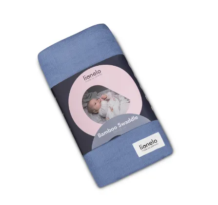 Plapumă Lionelo Bamboo Swaddle Blue Denim, 120x120 cm
