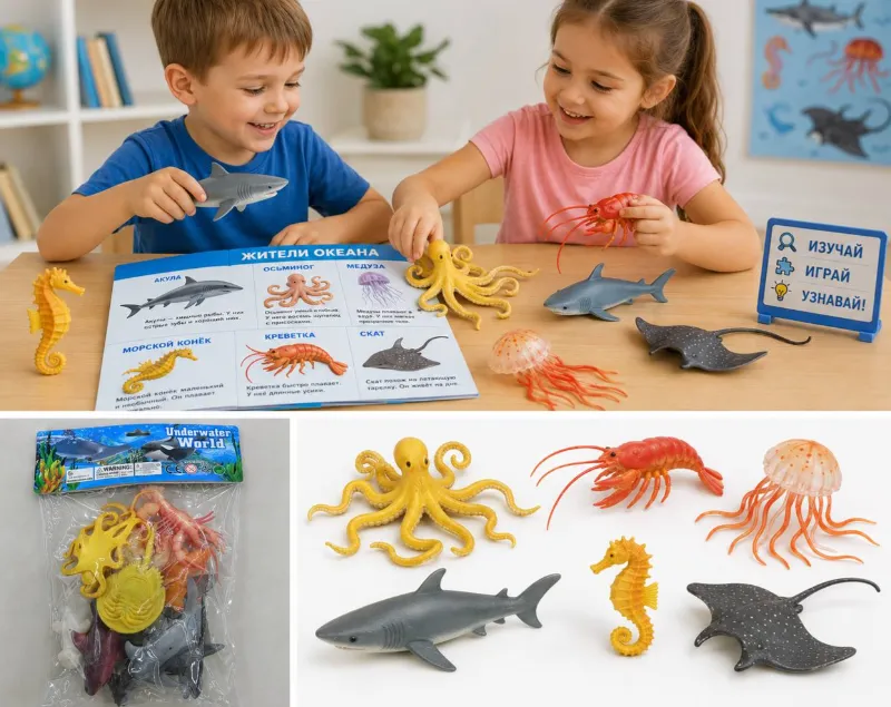 Set de figurine cu animale marine și oceanice pentru copii