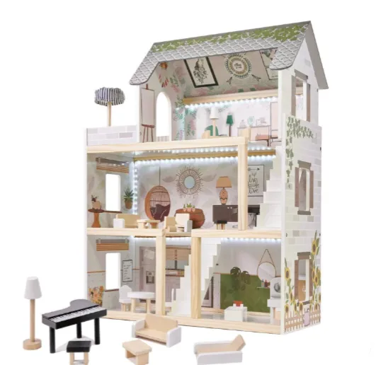 Деревянный кукольный домик 61.3*26.4*77.4 cм, серый, W06A413C