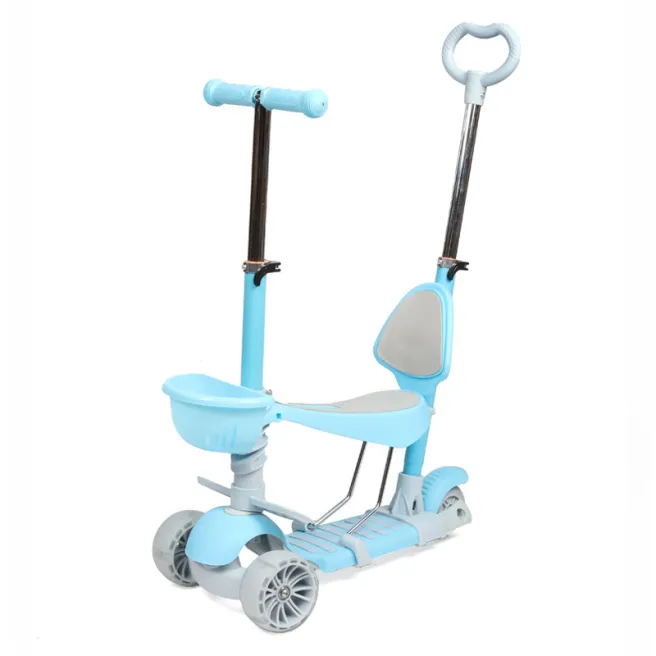 Самокат детский 5в1 (подножка), голубой