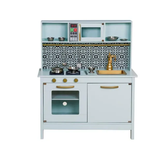 Bucătărie din lemn cu accesorii și funcții, 72*30*90cm, albastru W10C582B