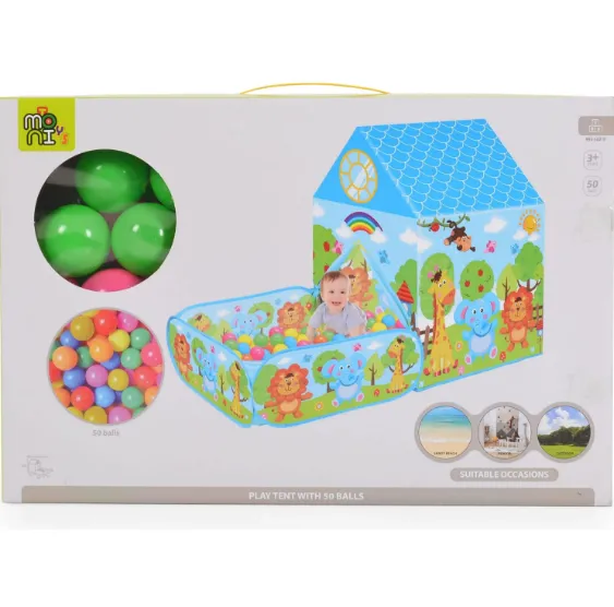 Cort pentru copii Moni Zoo 2 in 1 cu 50 bile Blue Cort pentru copii Moni Zoo 2 in 1 cu 50 bile Blue