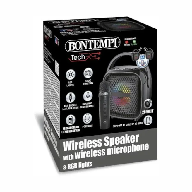 Sistem karaoke wireless portabil Bontempi cu microfon și lumină