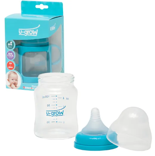 Biberon cu protectie, sticla, 120 ml