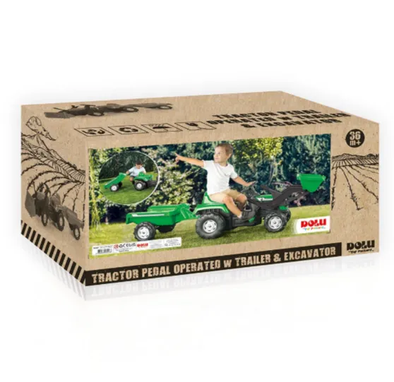 Excavator tractor cu pedale pentru copii cu remorcă și găleată Dolu (173 X 52 x 45 Cm) art. 8048 Excavator tractor cu pedale pentru copii cu remorcă și găleată Dolu (173 X 52 x 45 Cm) art. 8048