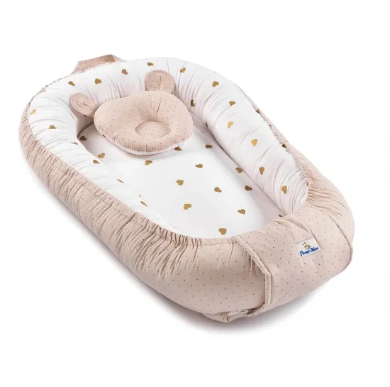 Babynest pentru bebeluș PM Buline Maro