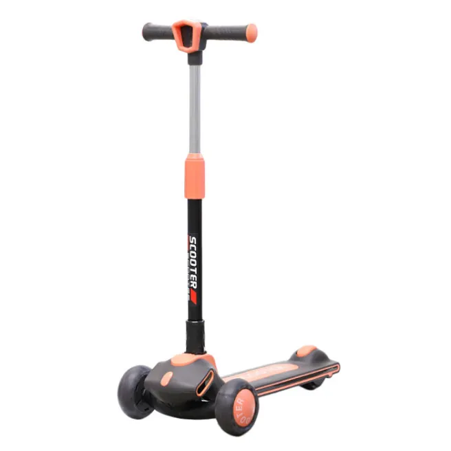 Детский самокат складной, c 3-мя колесами, оранжевый
